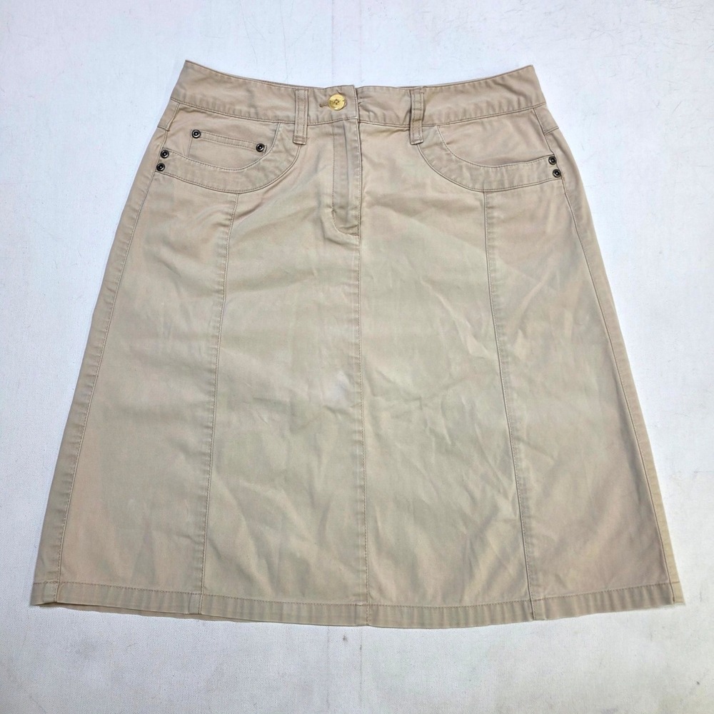 Talbots Skirt Womens 8 Khaki A-Line Stretch Twill Casual Workwear